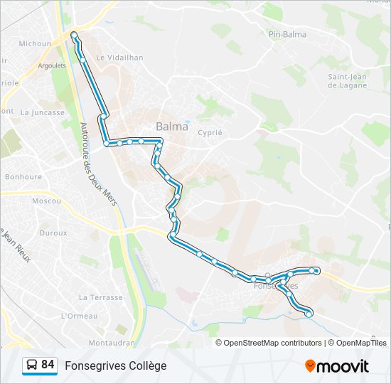 Plan de la ligne 84 de bus