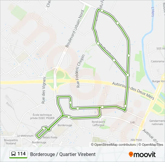 114 Bus Line Map
