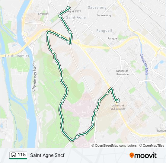 115 bus Line Map