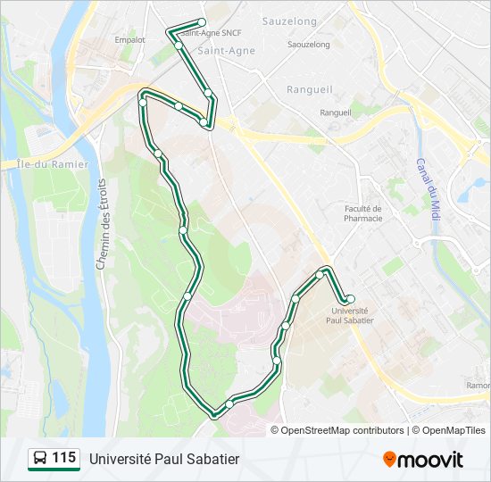 115 bus Line Map