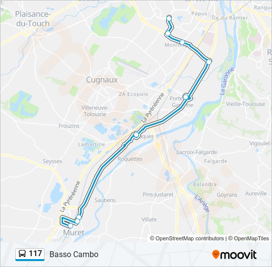 Mapa de 117 de autobús