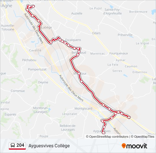 Plan de la ligne 204 de bus