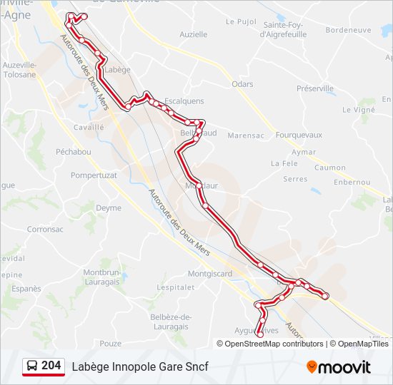 Plan de la ligne 204 de bus