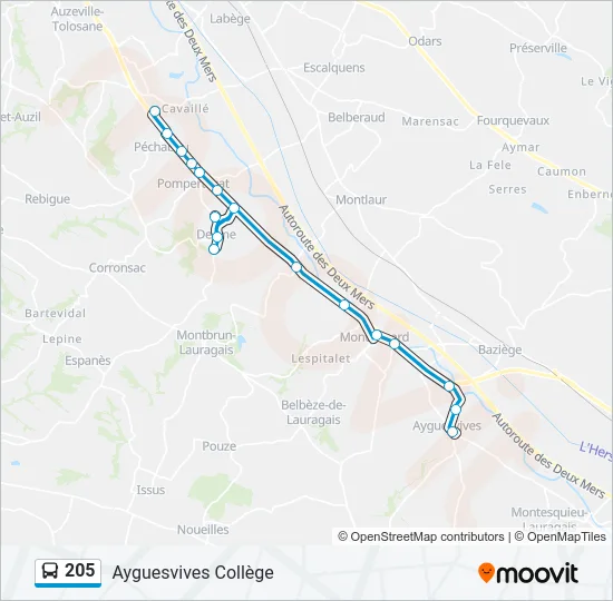 205 Bus Line Map