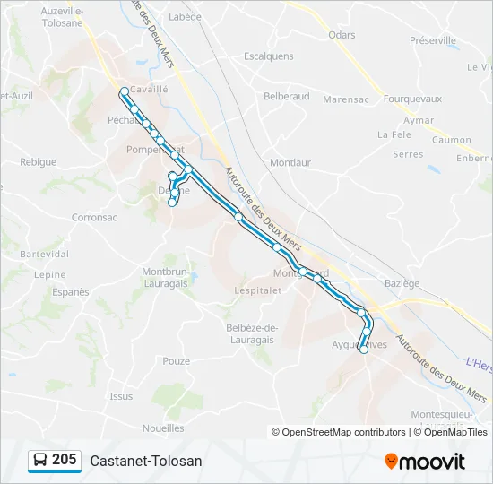 205 Bus Line Map