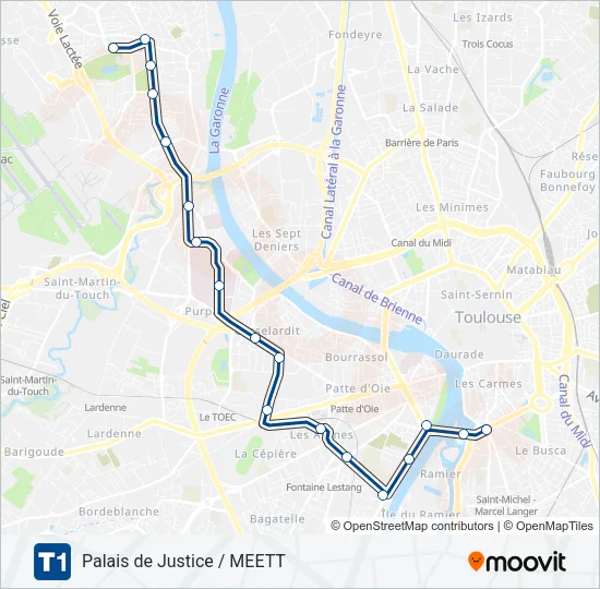 T1 Light Rail Line Map