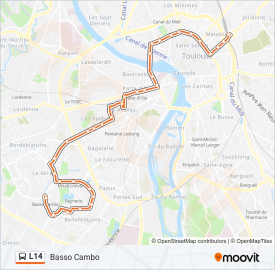 Mapa de L14 de autobús