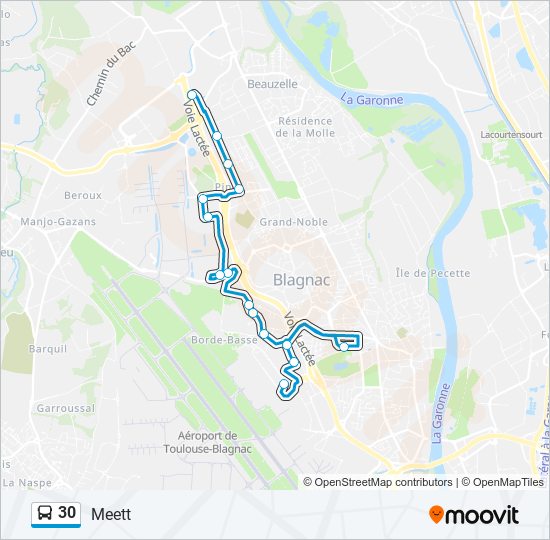 Plan de la ligne 30 de bus