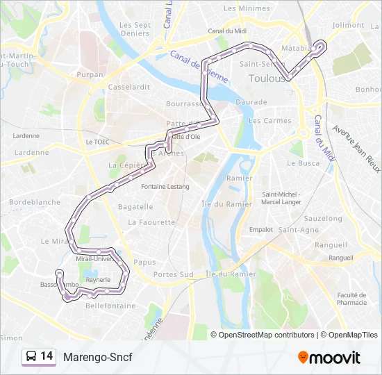 14 Bus Line Map