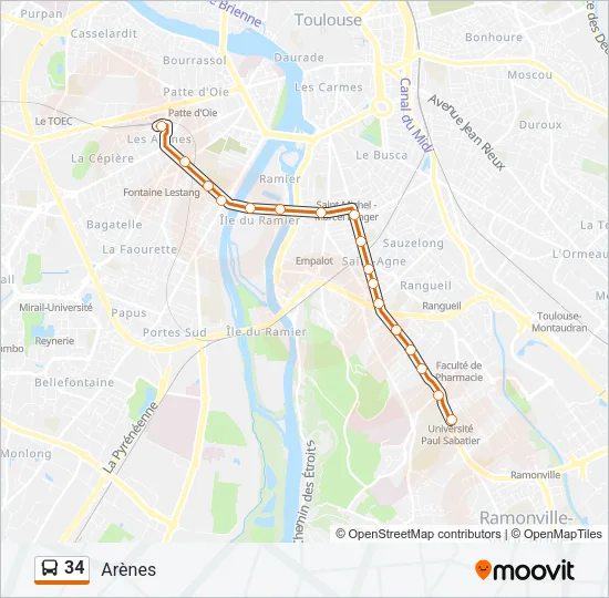 34 Bus Line Map
