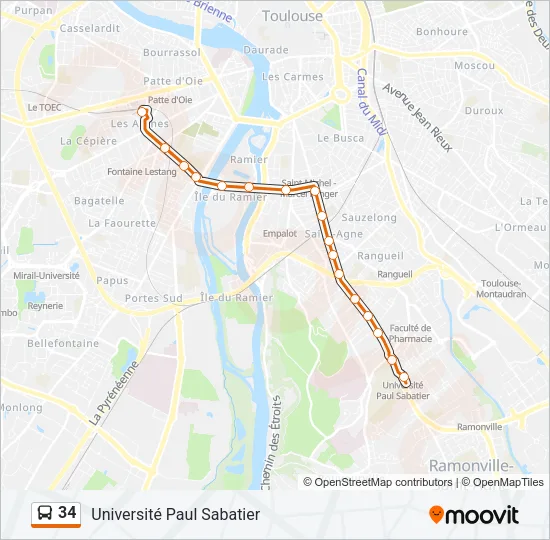 34 Bus Line Map