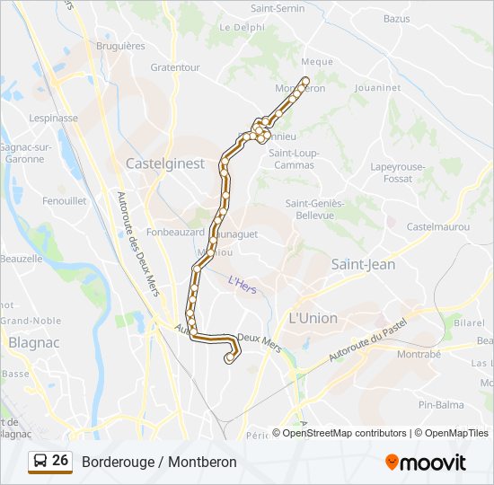 Plan de la ligne 26 de bus