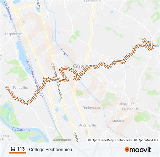 Plan de la ligne 113 de bus