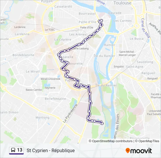 13 Bus Line Map