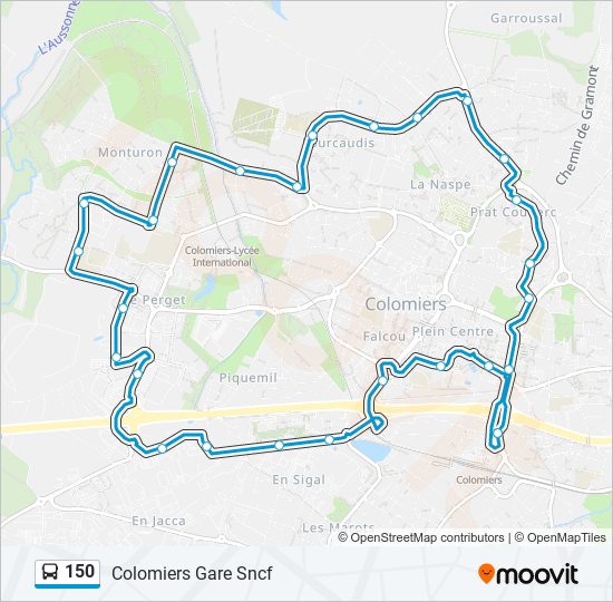 Mapa de 150 de autobús