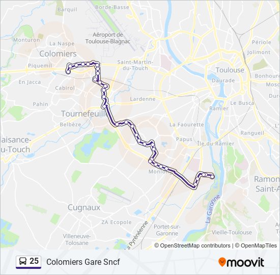 Plan de la ligne 25 de bus