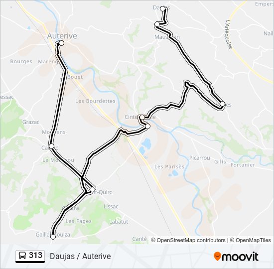 Mapa de 313 de autobús