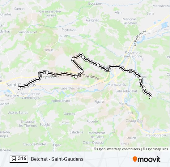 Plan de la ligne 316 de bus