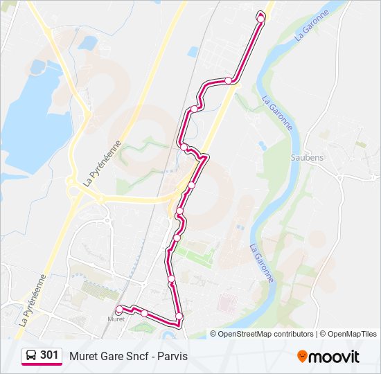 Mapa de 301 de autobús