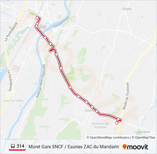 Plan de la ligne 314 de bus