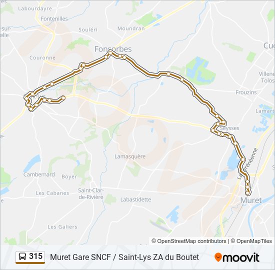 Mapa de 315 de autobús