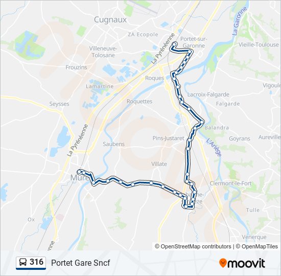 Plan de la ligne 316 de bus