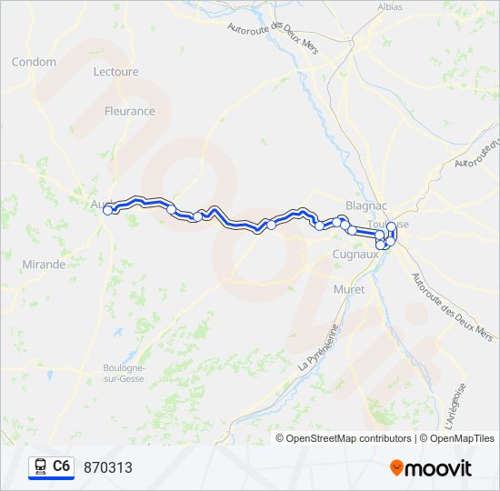 Plan de la ligne C6 de train