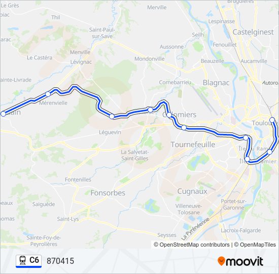 Plan de la ligne C6 de train