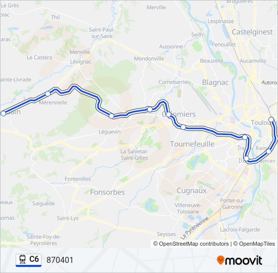 Plan de la ligne C6 de train