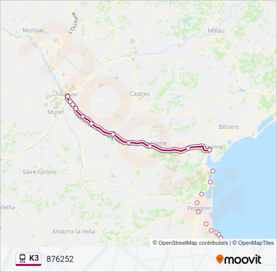 K3 Train Line Map