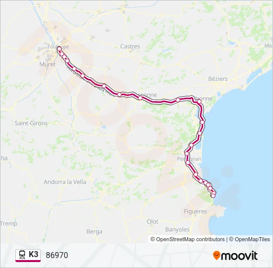 K3 Train Line Map