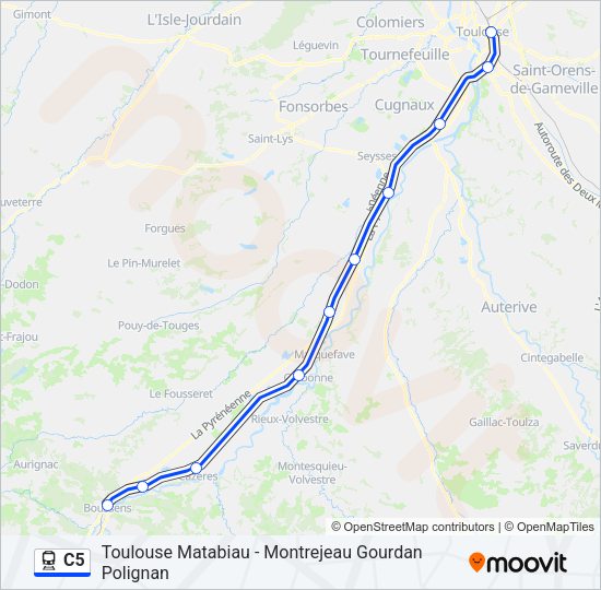 Plan de la ligne C5 de train