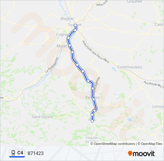 Plan de la ligne C4 de train