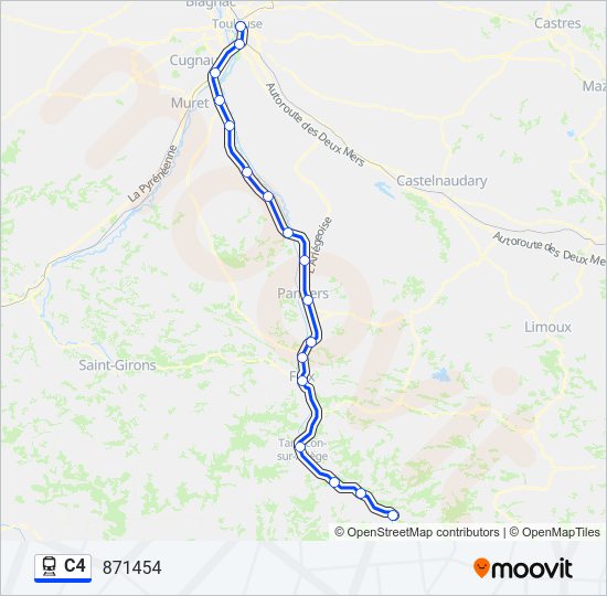 Plan de la ligne C4 de train