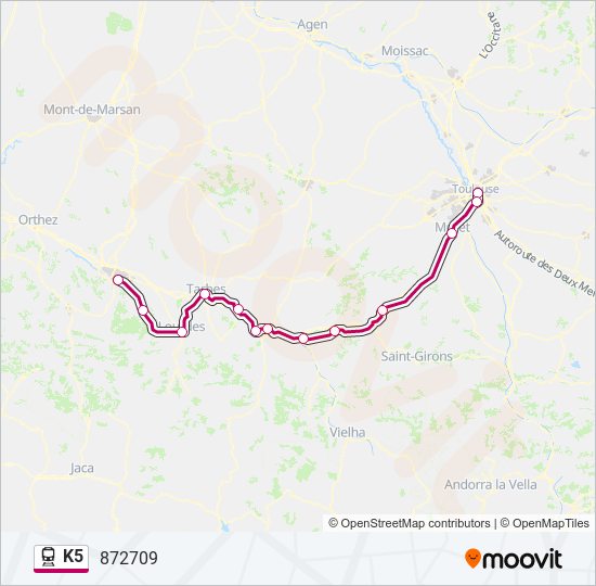 K5 train Line Map