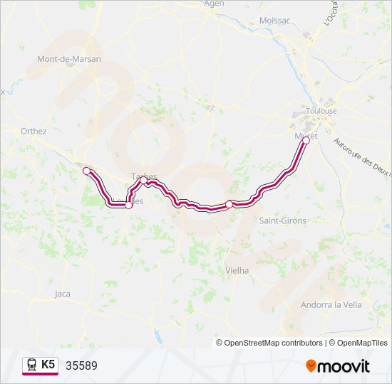 Plan de la ligne K5 de train