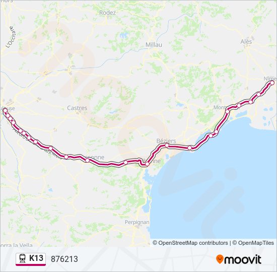 K13 train Line Map