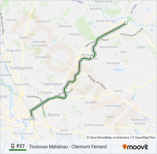 Plan de la ligne P27 de train