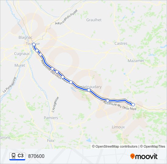 Plan de la ligne C3 de train