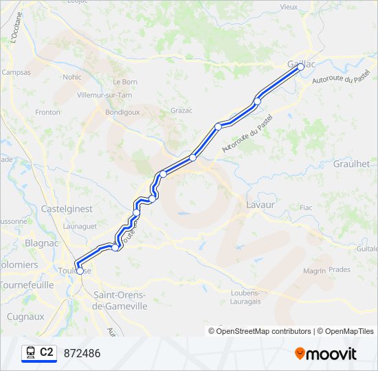 Plan de la ligne C2 de train