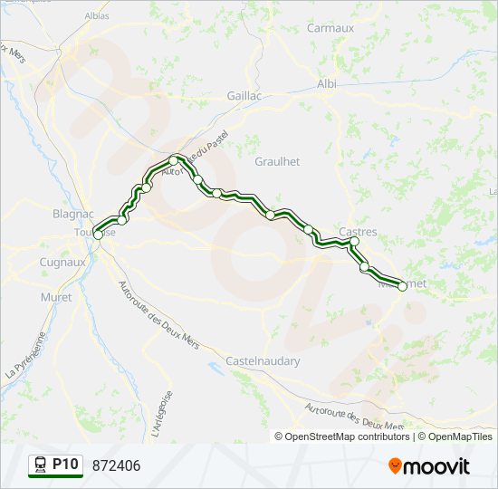 Plan de la ligne P10 de train