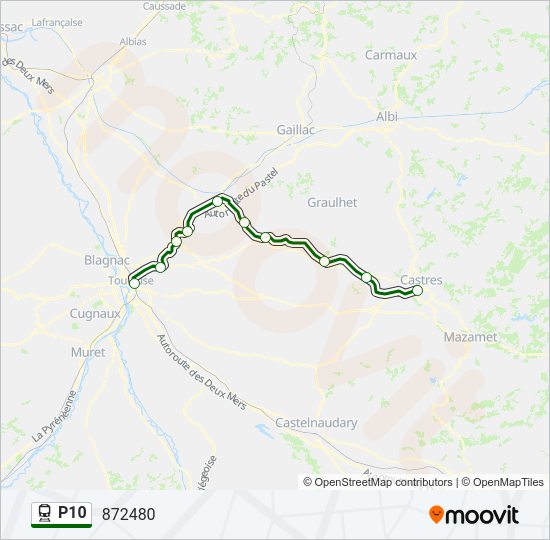 Plan de la ligne P10 de train