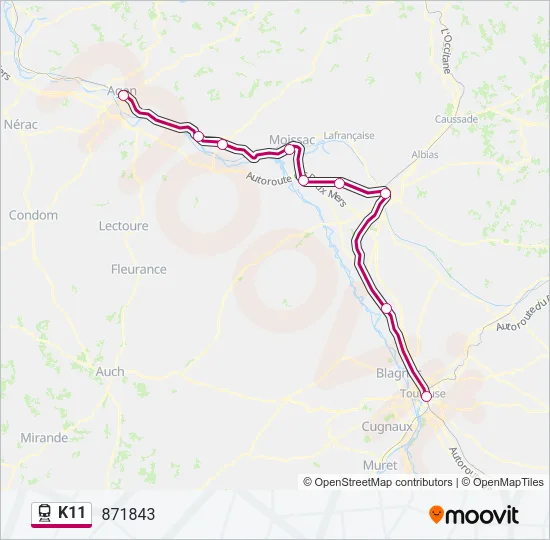 K11 Train Line Map