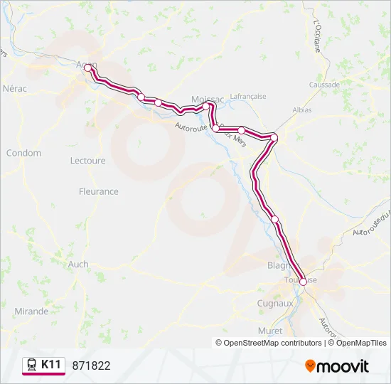 K11 Train Line Map