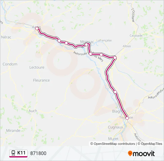 K11 Train Line Map