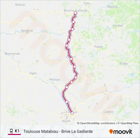 K1 Train Line Map