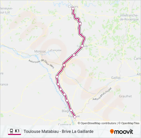 K1 Train Line Map