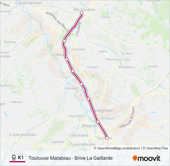 K1 Train Line Map