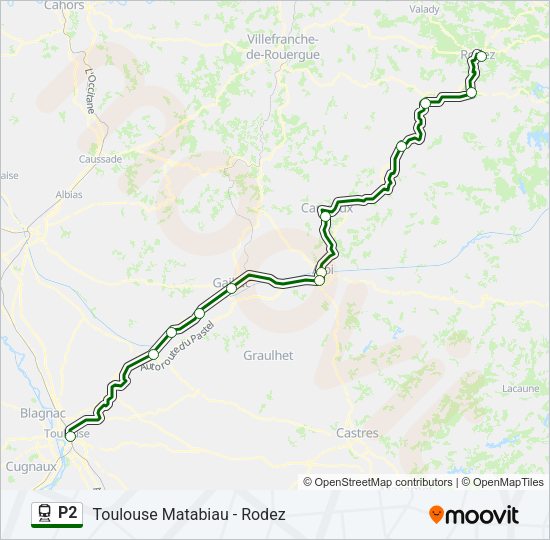 Plan de la ligne P2 de train