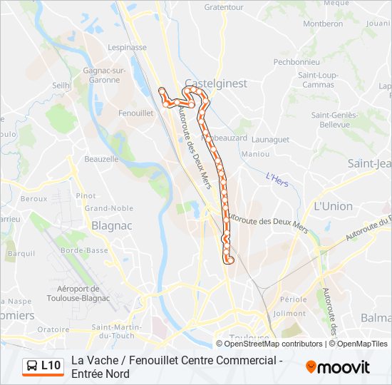 Mapa de L10 de autobús